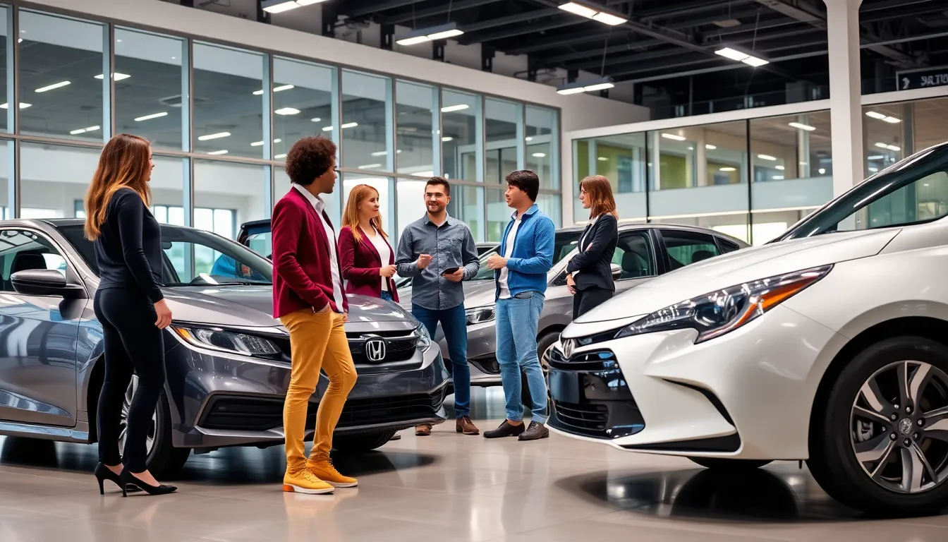 modern car showroom showcasing safe cars for teenagers.